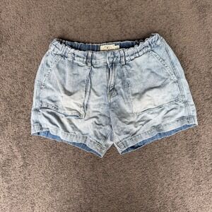 Lucky Brand Light Wash Denim Elastic Waist Patch Pocket Shorts Womens Medium VTG